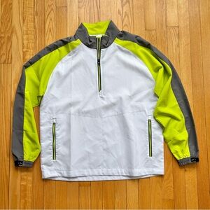 FootJoy Men’s Full Zip Windbreaker Rain Jacket Large White Green Gray